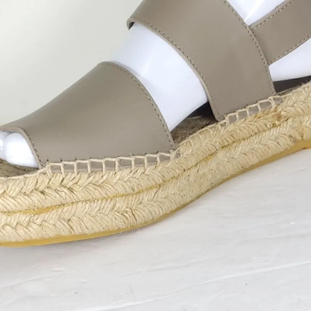 Vince Women's Emilia US 6M Taupe Leather Platform Espadrille Slingback sandals